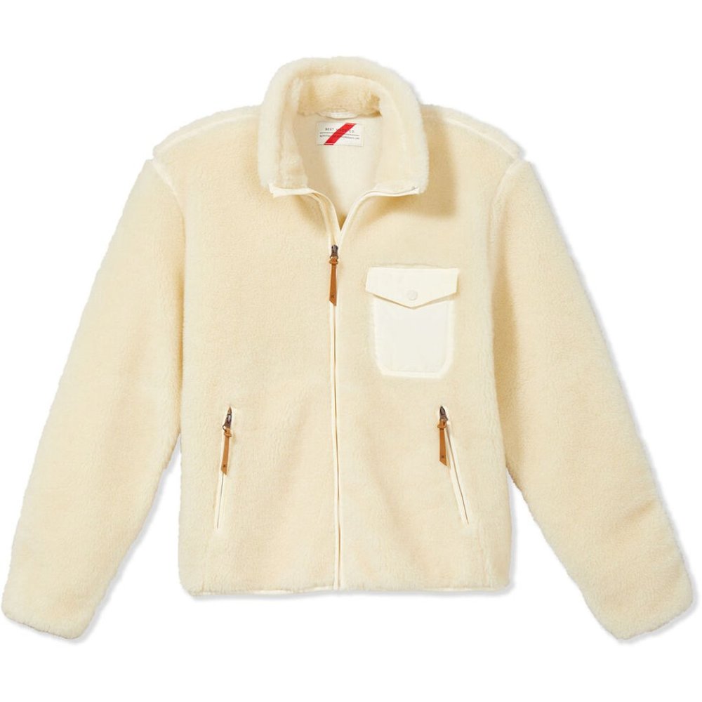NWT Best Made Co Real Wool Sherpa Fleece Zip Up Jacket in Ivory White